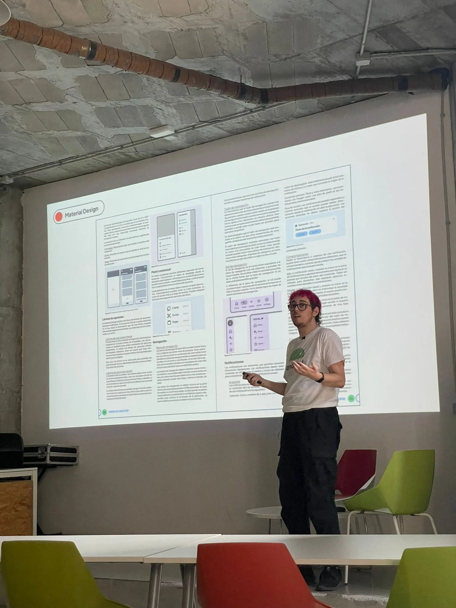 A photo of me presenting my end of studies project at my graphic design degree